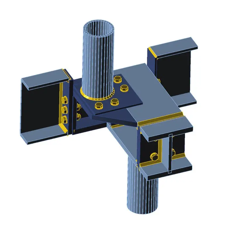 Extreme offset column over beam connection